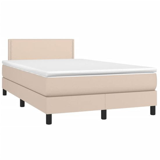 shumee Box spring postel matrace a LED cappuccino 120x190cm umělá kůže