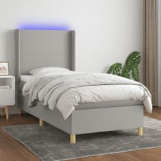 Greatstore Box spring postel s matrací a LED světle šedá 100x200 cm textil