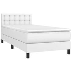 Greatstore Box spring postel s matrací bílá 100x200 cm umělá kůže