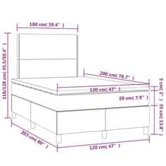 Vidaxl Box spring postel s matrací a LED modrá 120 x 200 cm textil