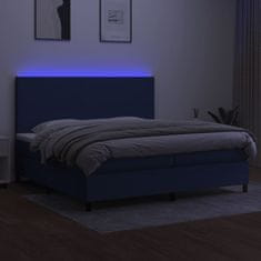 Vidaxl Box spring postel s matrací a LED modrá 200x200 cm textil