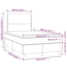 Petromila Box spring postel matrace a LED cappuccino 120x200cm umělá kůže