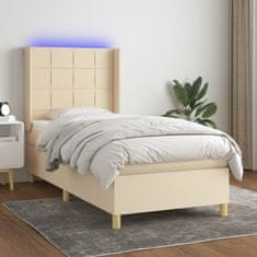 shumee Box spring postel s matrací a LED krémová 90x190 cm textil