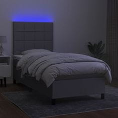 Greatstore Box spring postel s matrací a LED světle šedá 100x200 cm textil