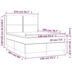 Vidaxl Box spring postel matrace a LED cappuccino 140x200cm umělá kůže