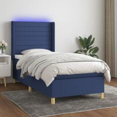 shumee Box spring postel s matrací a LED modrá 90x190 cm textil