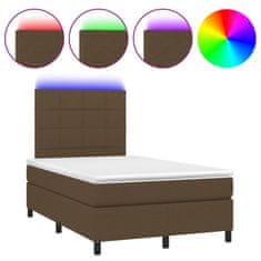 Greatstore Box spring postel s matrací a LED tmavě hnědá 120x200 cm textil