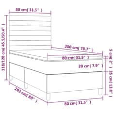 Greatstore Box spring postel s matrací a LED tmavě modrá 80 x 200 cm samet