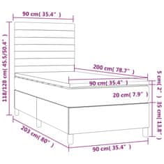 Vidaxl Box spring postel s matrací a LED modrá 90x200 cm textil