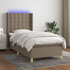 shumee Box spring postel s matrací a LED taupe 100x200 cm textil