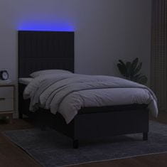 Greatstore Box spring postel s matrací a LED černá 100x200 cm textil