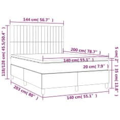 Vidaxl Box spring postel s matrací a LED modrá 140x200 cm textil