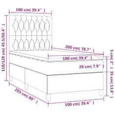 Vidaxl Box spring postel s matrací a LED modrá 100x200 cm textil