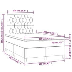 Vidaxl Box spring postel s matrací a LED modrá 120 x 200 cm textil