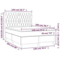 Vidaxl Box spring postel s matrací a LED modrá 140x200 cm textil