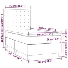 Petromila Box spring postel matrace a LED cappuccino 80x200 cm umělá kůže