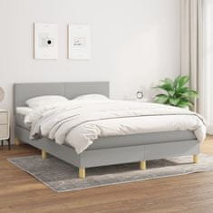 Greatstore Box spring postel s matrací světle šedá 140 x 190 cm textil