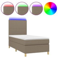 Greatstore Box spring postel s matrací a LED taupe 90x200 cm textil