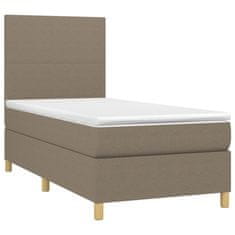 Greatstore Box spring postel s matrací a LED taupe 90x200 cm textil