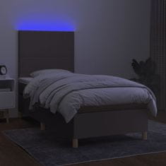 Greatstore Box spring postel s matrací a LED taupe 90x200 cm textil