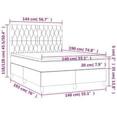 Greatstore Box spring postel s matrací a LED modrá 140x190 cm textil