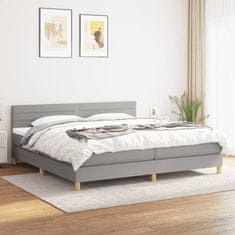 Greatstore Box spring postel s matrací světle šedá 200 x 200 cm textil