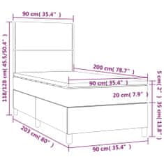 Greatstore Box spring postel matrace a LED cappuccino 90x200 cm umělá kůže