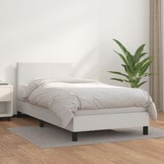 Greatstore Box spring postel s matrací bílá 90x200 cm umělá kůže