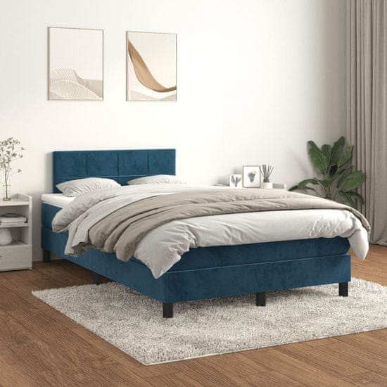 Petromila Box spring postel s matrací tmavě modrá 120 x 200 cm samet