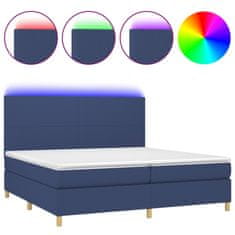 Vidaxl Box spring postel s matrací a LED modrá 200x200 cm textil