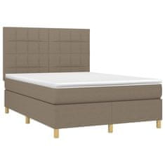 Greatstore Box spring postel s matrací a LED taupe 140x200 cm textil