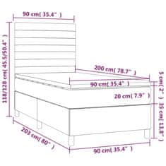 Greatstore Box spring postel s matrací a LED tmavě zelená 90x200 cm samet