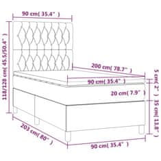 Vidaxl Box spring postel s matrací a LED modrá 90x200 cm textil