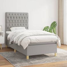 Greatstore Box spring postel s matrací světle šedá 90x190 cm textil