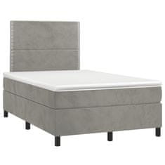 Greatstore Box spring postel s matrací světle šedá 120 x 200 cm samet