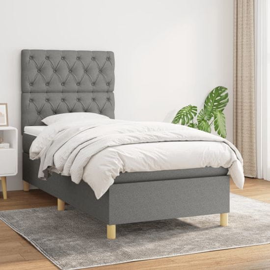 Greatstore Box spring postel s matrací tmavě šedá 80 x 200 cm textil