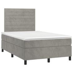 Greatstore Box spring postel s matrací světle šedá 120 x 200 cm samet