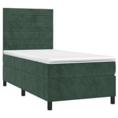 Greatstore Box spring postel s matrací tmavě zelená 80 x 200 cm samet