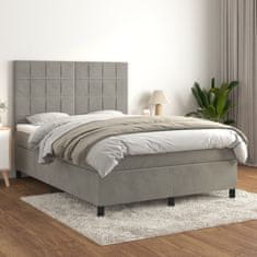 Vidaxl Box spring postel s matrací světle šedá 140x190 cm samet