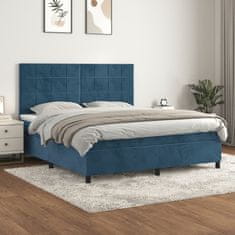 Greatstore Box spring postel s matrací tmavě modrá 160x200 cm samet