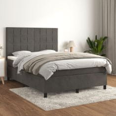 Greatstore Box spring postel s matrací tmavě šedá 140x200 cm samet