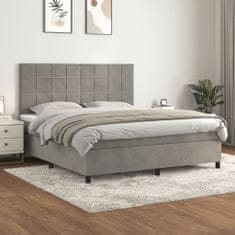 Greatstore Box spring postel s matrací světle šedá 180x200 cm samet