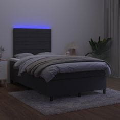 Greatstore Box spring postel s matrací a LED černá 120x200 cm samet