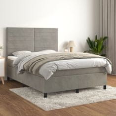 Greatstore Box spring postel s matrací světle šedá 140x200 cm samet