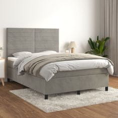 Vidaxl Box spring postel s matrací světle šedá 140x200 cm samet