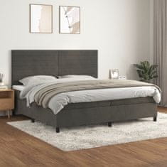 Greatstore Box spring postel s matrací tmavě šedá 200x200 cm samet