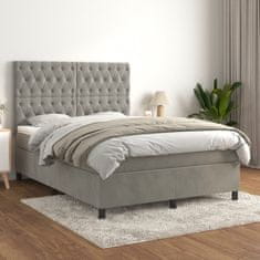 Greatstore Box spring postel s matrací světle šedá 140x190 cm samet