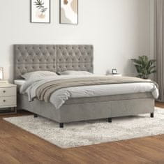 Greatstore Box spring postel s matrací světle šedá 160x200 cm samet