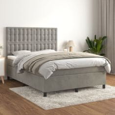 Greatstore Box spring postel s matrací světle šedá 140x190 cm samet