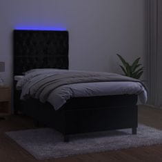 Greatstore Box spring postel s matrací a LED černá 80 x 200 cm samet